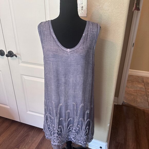 Soft Surroundings Artsy Blue Embellished Tunic - Silk and Lined - Picture 2 of 5